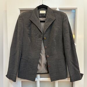Vintage Cache Gold Label Zion New York Grey Shimmer Blazer Jacket Wool Size 4
